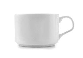 Cup of fresh coffee on white background