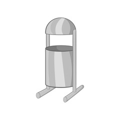 Trash can on legs icon in black monochrome style isolated on white background. Garbage symbol vector illustration