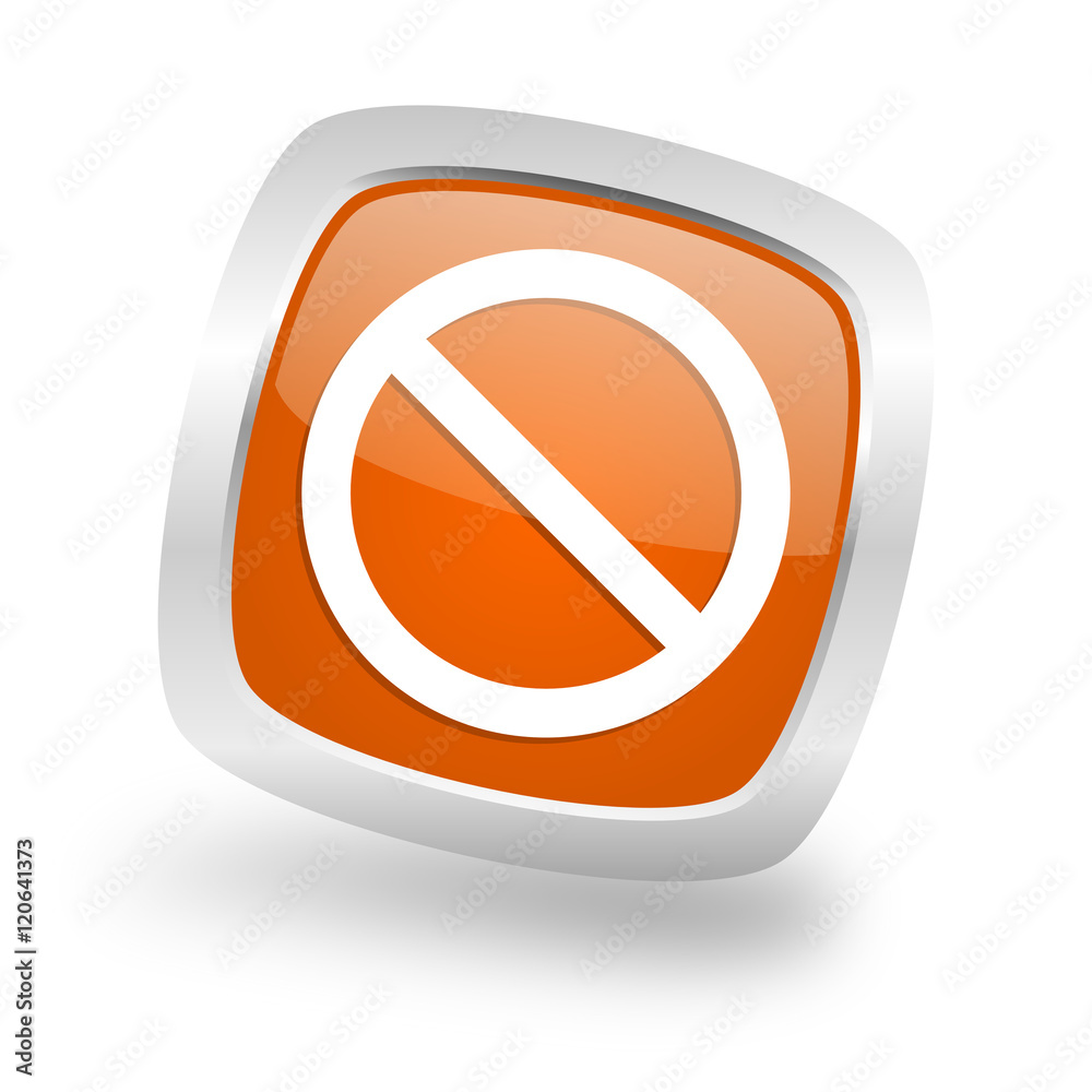 Poster access denied square orange glossy chrome silver metallic web icon