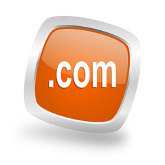 com square orange glossy chrome silver metallic web icon