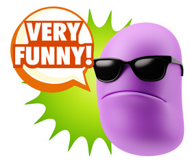 3d Rendering Angry Character Emoji saying Very Funny with Colorf