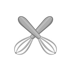 Whisks icon in black monochrome style isolated on white background. Baking tools symbol vector illustration