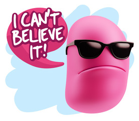 3d Rendering Angry Character Emoji saying I Can't Believe It wit