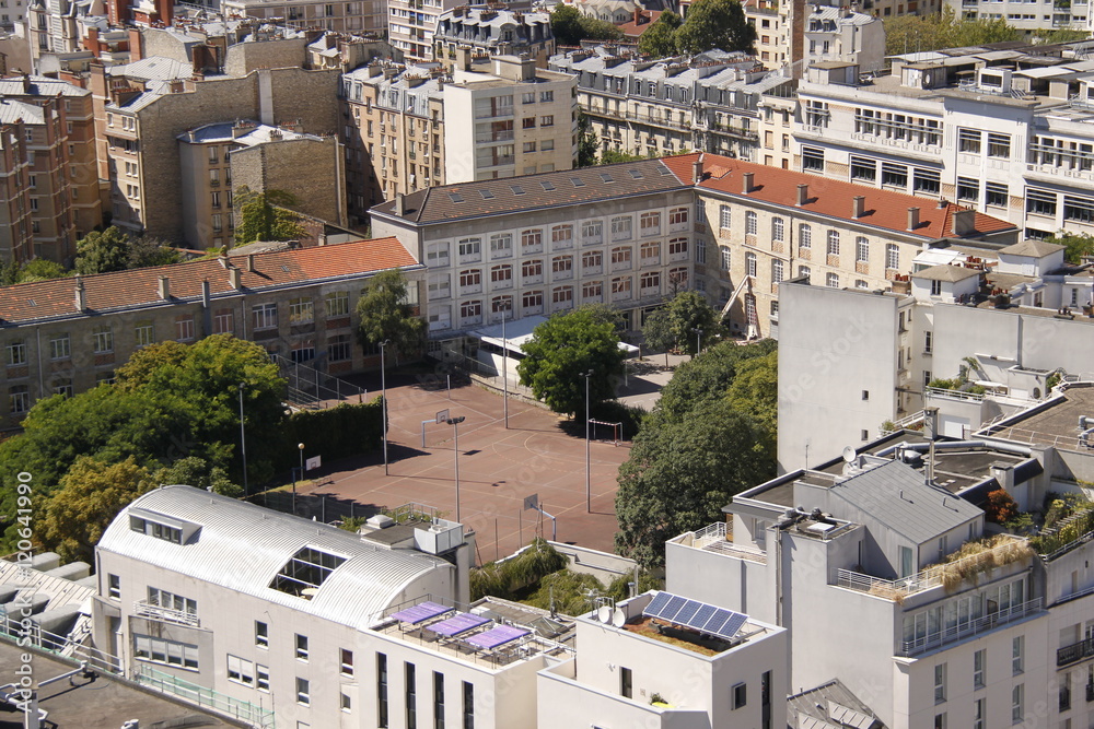 Poster Lycée à Paris, vue aérienne