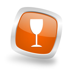 alcohol  square orange glossy chrome silver metallic web icon