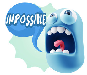 3d Rendering Angry Character Emoji saying Impossible with Colorf