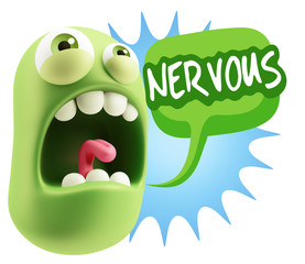 3d Rendering Angry Character Emoji saying Nervous with Colorful