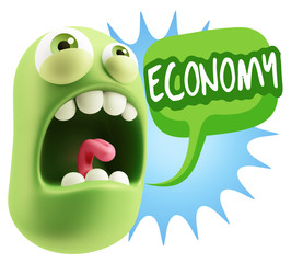 Obraz premium 3d Rendering Angry Character Emoji saying Economy with Colorful
