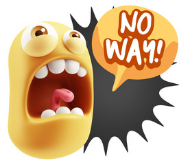 3d Rendering Angry Character Emoji saying No Way with Colorful S