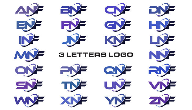 3 letters modern generic swoosh logo ANF, BNF, CNF, DNF, ENF, FNF, GNF, HNF, INF, JNF, KNF, LNF, MNF, NNF, ONF, PNF, QNF, RNF, SNF, TNF, UNF, VNF, WNF, XNF, YNF, ZNF
