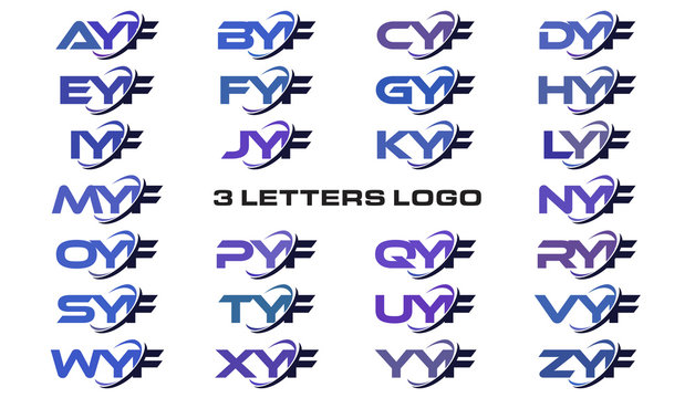 3 letters modern generic swoosh logo AYF, BYF, CYF, DYF, EYF, FYF, GYF, HYF, IYF, JYF, KYF, LYF, MYF, NYF, OYF, PYF, QYF, RYF, SYF, TYF, UYF, VYF, WYF, XYF, YYF, ZYF
