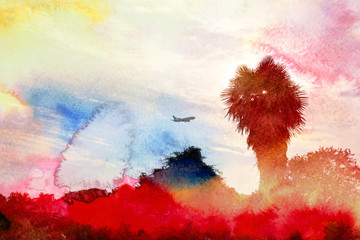 watercolor backgrounds with palm trees