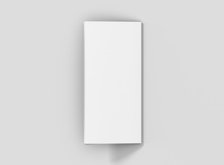 Photorealistic DL Bifold Brochure Mockup, closed backside, on light grey background. 3D illustration. High Resolution Texture. Mockup template ready for your design. 