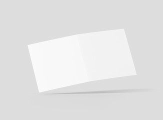 Photorealistic Square Bifold Brochure Mockup on light grey background. 3D illustration. High Resolution Texture. Mockup template ready for your design. 