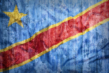 Grunge style of Congo flag on a brick wall