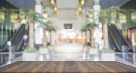 Wooden table and blurred background