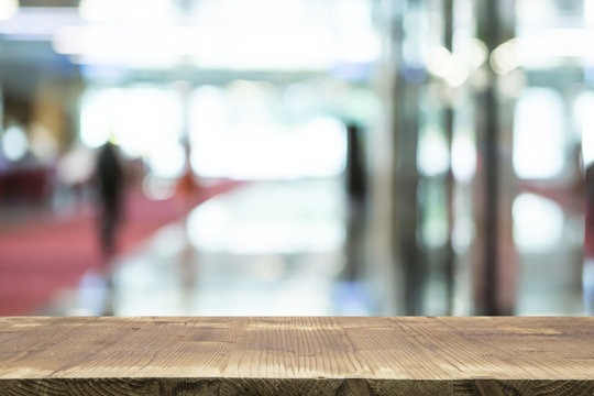 Wooden table and blurred background
