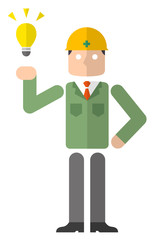 作業員の男性：アイデア
