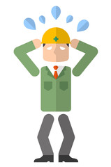 作業員の男性：慌てる
