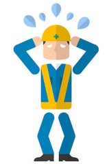 工事現場の男性：慌てる
