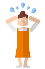 エプロン姿の主婦：慌てる
