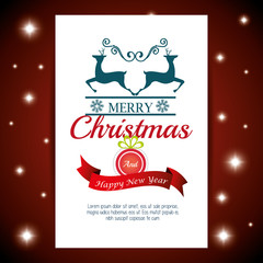 Fototapeta na wymiar card merry christmas and new year design isolated vector illustration eps 10