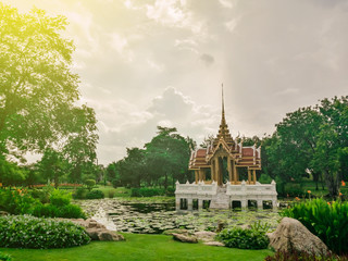 Pavilion In Suan Luang Rama 9 Of Thailand, sunlight effect filter