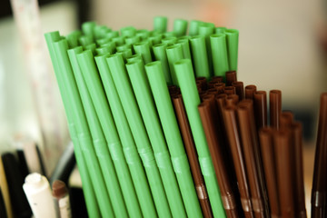 Brown and green straw