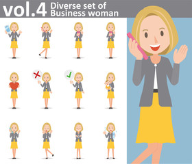 Diverse set of Business woman on white background vol.4