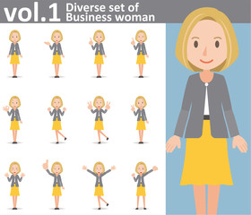 Diverse set of Business woman on white background vol.1