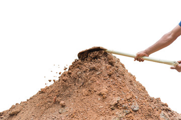 Shovel loader in hand isolated on white(have clipping path),Shovel loader equipment for...