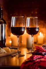 wine and a fire