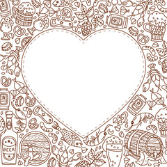 Oktoberfest background with doodle heart