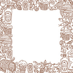 Oktoberfest Cartoon icons in frame