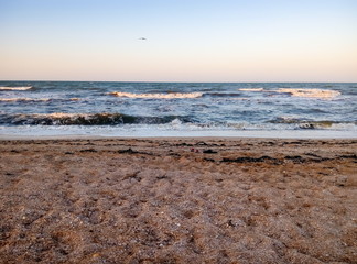 pink sunset in the sea