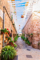 View of an village street in Valldemossa Majorca Spain