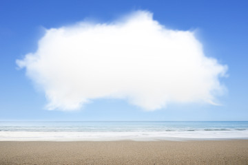 White cloud with nature blue sky and sea beach