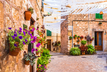 Fototapeta na wymiar Mediterranean old village Valldemossa Majorca Spain