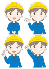 工事作業員 女性 表情ポーズセットB
