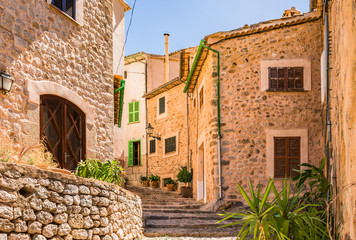 Fototapeta na wymiar Old mediterranean village Biniaraix at Majorca Spain