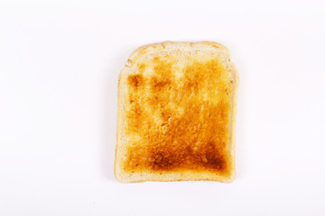Slice of toast on a white background