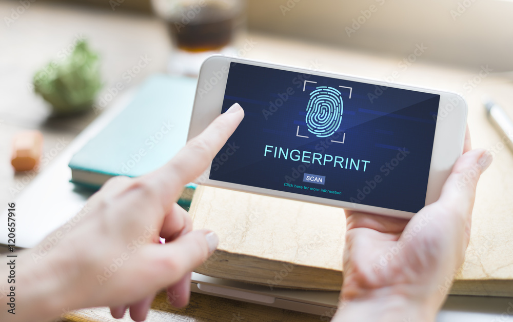 Wall mural fingerprint technology futuristic coding digital concept