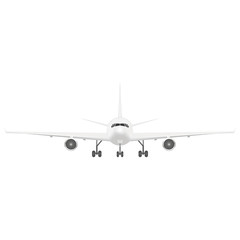White Passenger Airplane. Front View. Vector