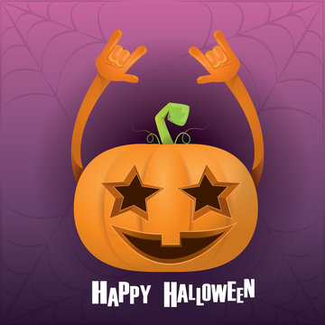 pumpkin rock n roll style halloween greeting card