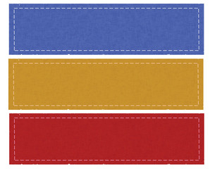 Set of pieces of woven fabric with embroidered white border for