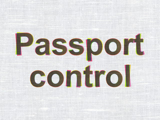 Fototapeta na wymiar Vacation concept: Passport Control on fabric texture background