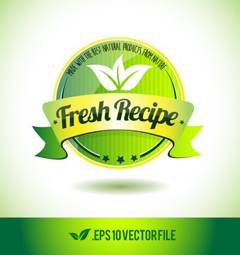 Fresh recipe badge label seal text tag word