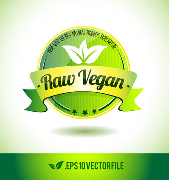 Raw vegan badge label seal text tag word