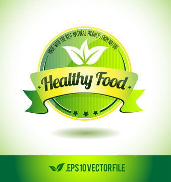 Healthy food badge label seal text tag word