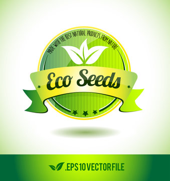 Eco seeds badge label seal text tag word